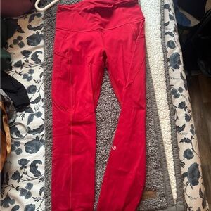 lululemon athletica Red Leggings- compression & pockets